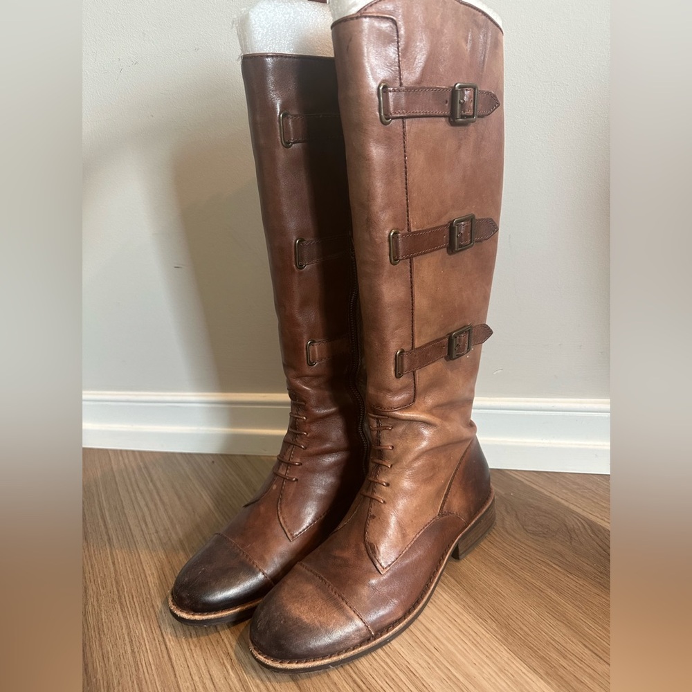Women's Brown Leather Riding Boots